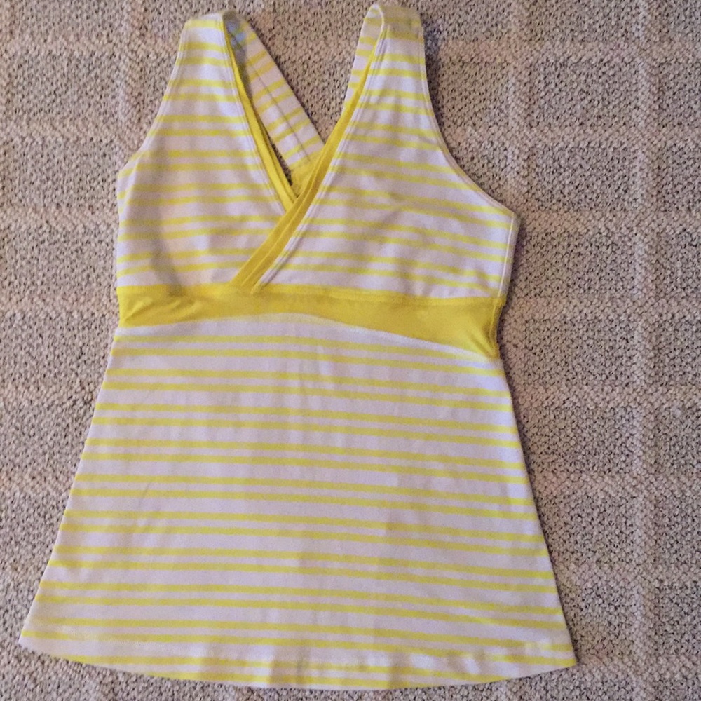 Lululemon Yellow and White Stripe Top